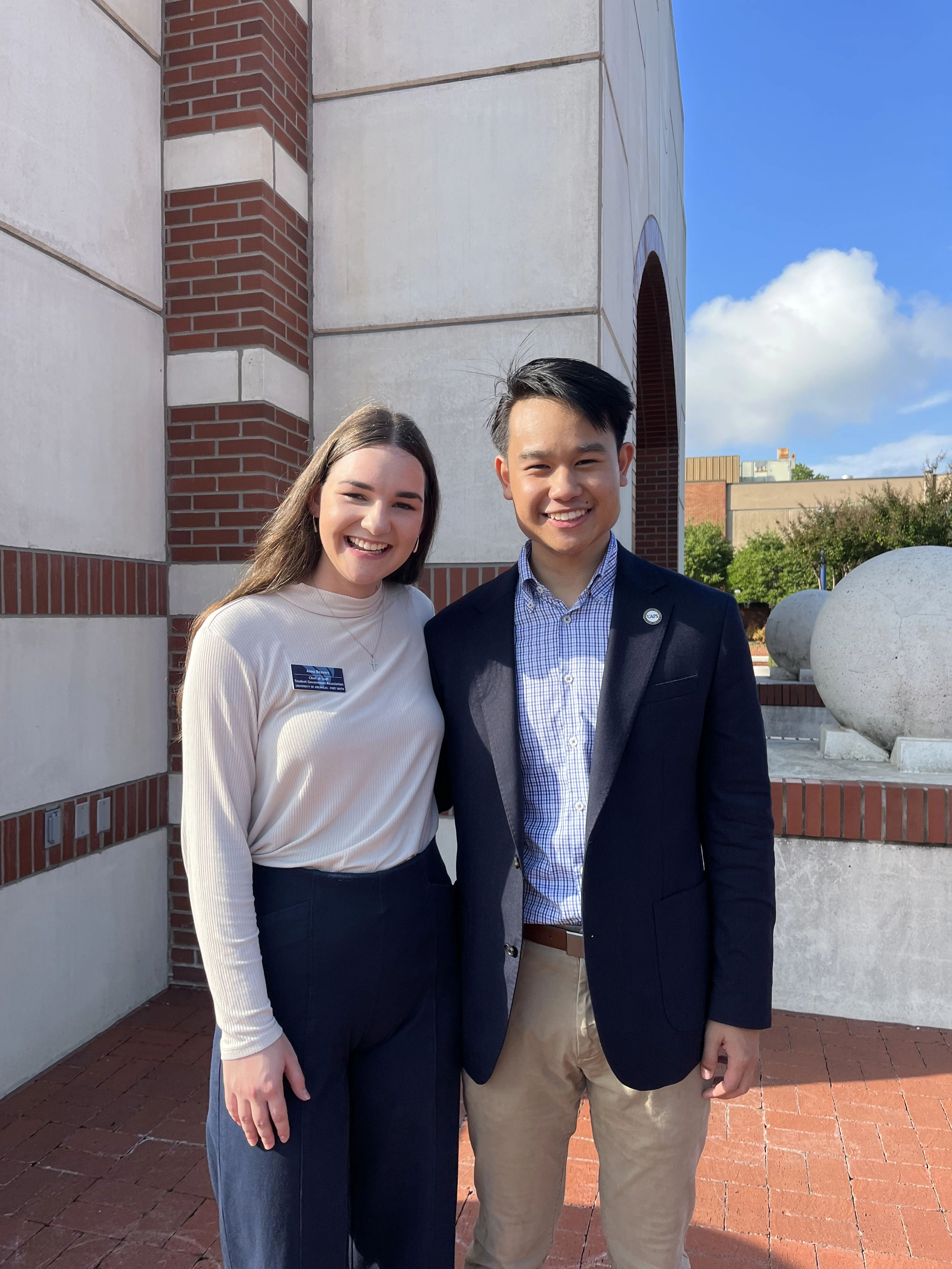Justin and Anna at a campus event